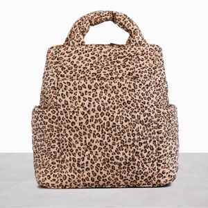 NEW BEIS x Elsa Hosk Leopard Print Quilted Backpack Tote Wild Child